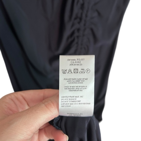 Paloma Wool Gobi Navy Ruched Midi Dress Sz Small Long Sleeve Fitted - Picture 8 of 9